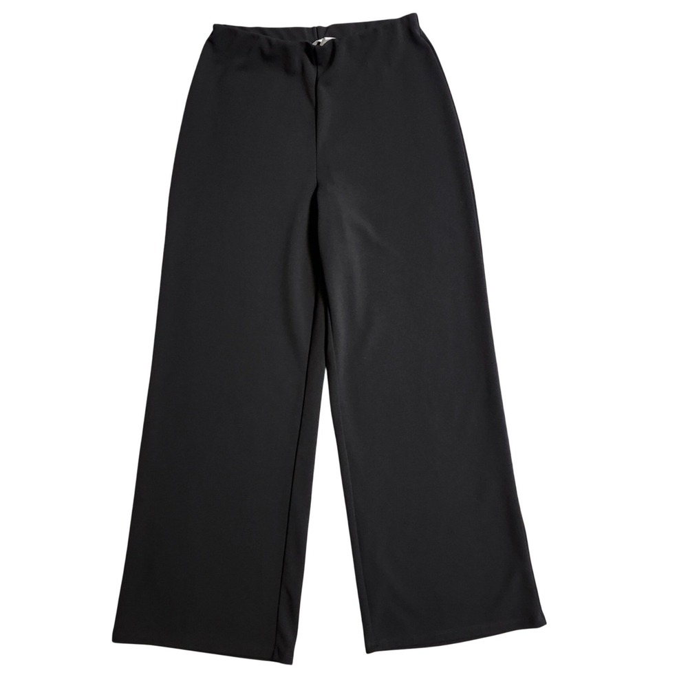 HM Womens Black Wide Leg High Waisted Pull On Stretch Trousers Size Medium